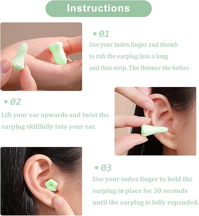 3 Pairs Ear Plugs for Sleeping Noise Cancelling 38dB SNR Reusable Soft Foam Earplugs for Noise Reduction, Hearing Protection Ear Plugs for Travel, Concerts,Study, Work, Sleep
